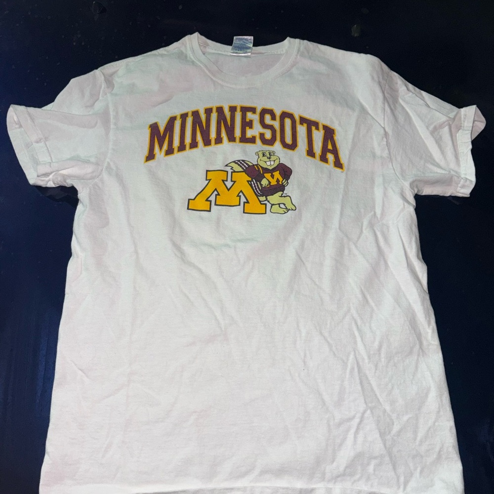 Gildan Minnesota White Tee with Gold and Maroon Accents